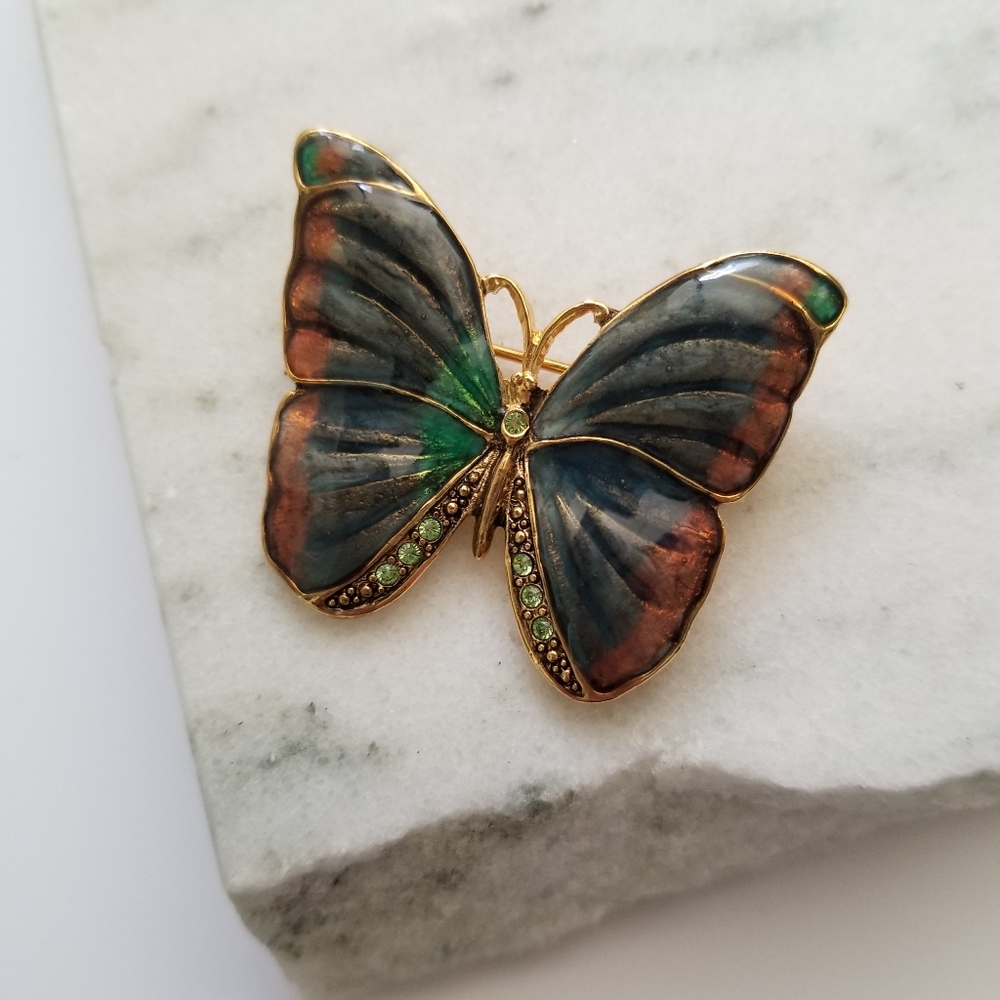 Enamel Butterfly Brooch Pin